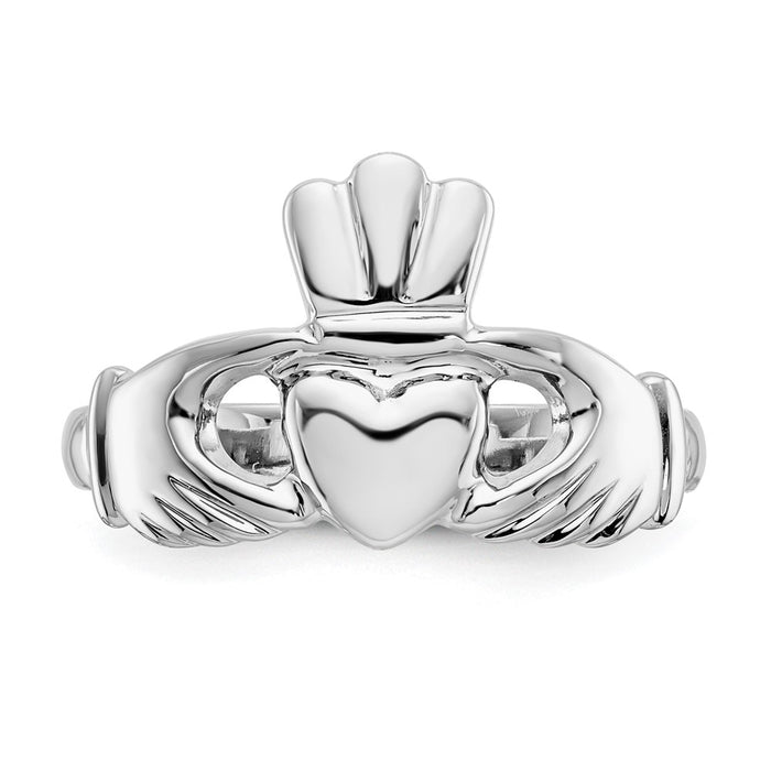 Buy Stylish 14K White Gold Claddagh Ring - Polished, Affordable Elegance-4