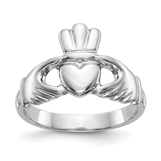 Buy Stylish 14K White Gold Claddagh Ring - Polished, Affordable Elegance