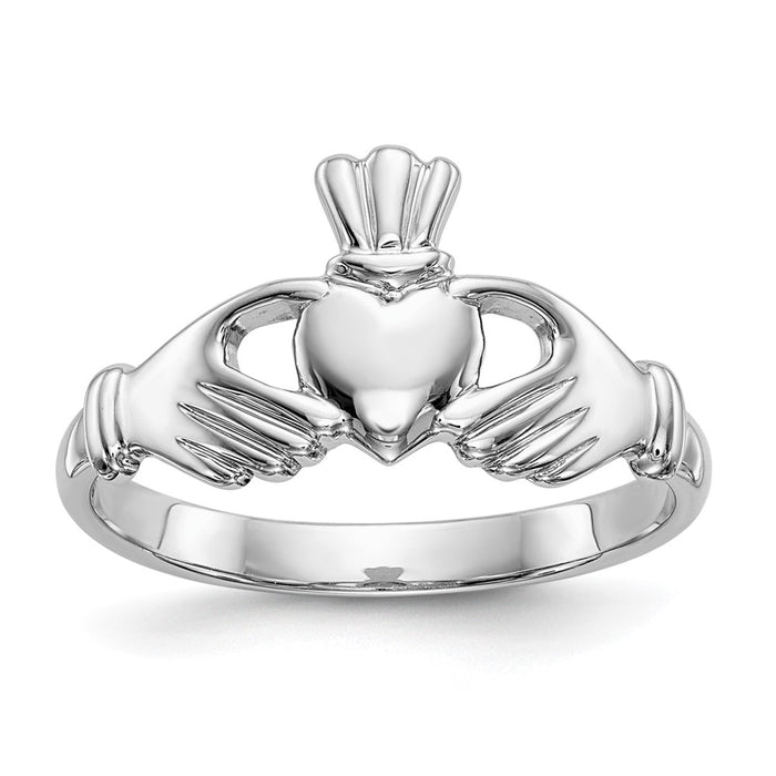 Shop Stylish 14K White Gold Claddagh Ring - 7mm, Luxurious & Affordable!-1