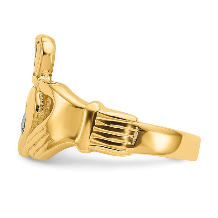 Shop Stylish 14K Gold-Plated Claddagh Ring with Green Stone | Affordable Luxury-3