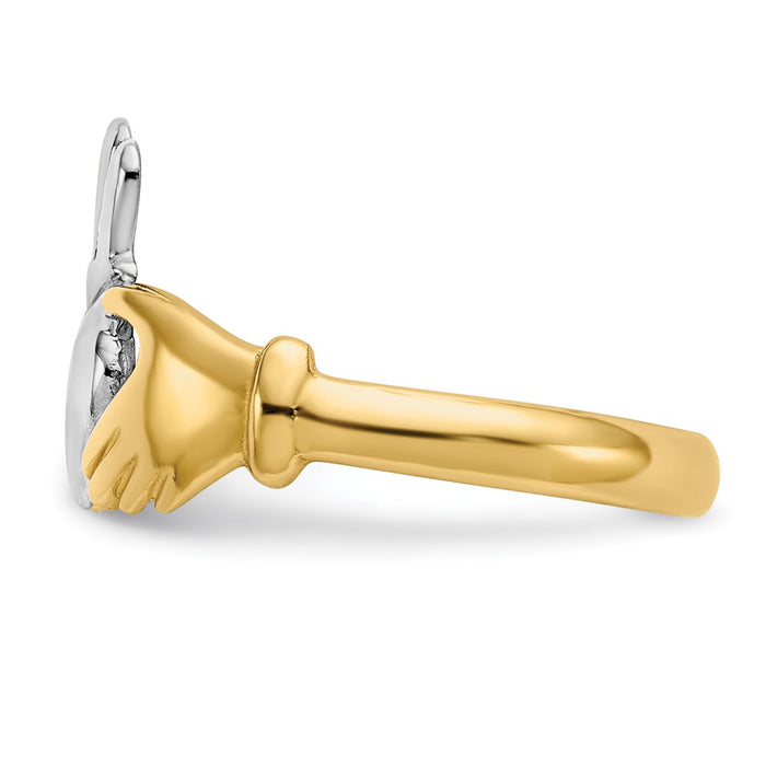 Buy 14K Polished Rhodium-Plated Claddagh Ring - Stylish & Affordable Luxury-3