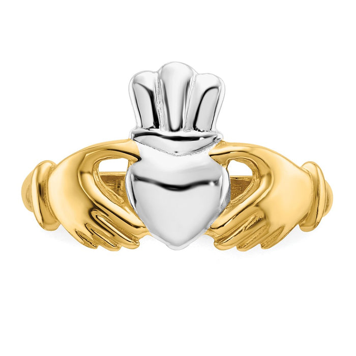 Buy 14K Polished Rhodium-Plated Claddagh Ring - Stylish & Affordable Luxury-4