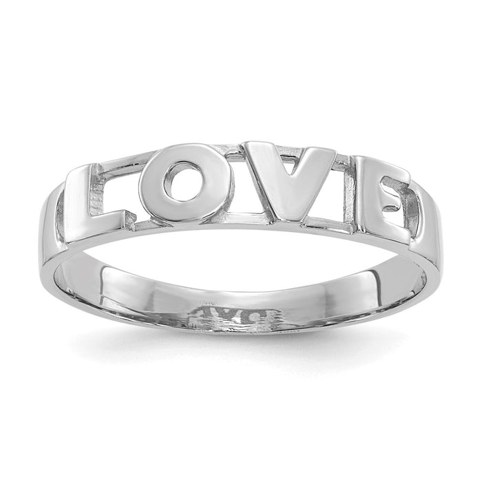 High-Quality 14K White Gold "LOVE" Ring - Stylish and Affordable Elegance-1