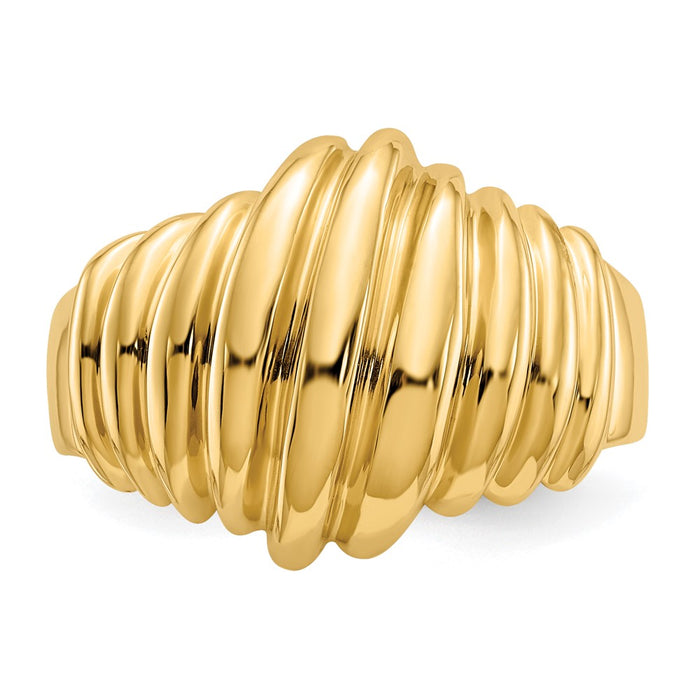 Buy 14K Gold Polished Scalloped Dome Band Ring - Stylish and Affordable Luxury-4
