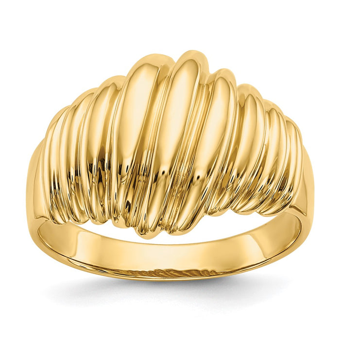 Buy 14K Gold Polished Scalloped Dome Band Ring - Stylish and Affordable Luxury-1