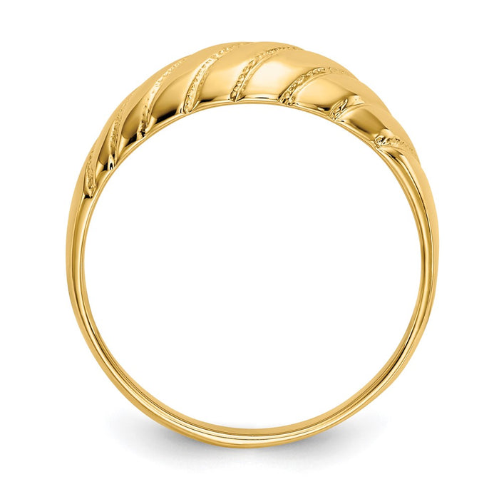 High-Quality 14K Gold Polished Scalloped Dome Band Ring | Stylish Value Option-2