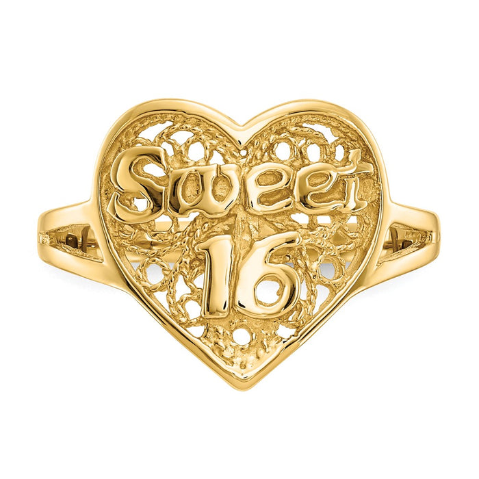Exclusive 14K Gold Sweet 16 Heart-Shaped Ring - Stylish & Affordable Luxury-4