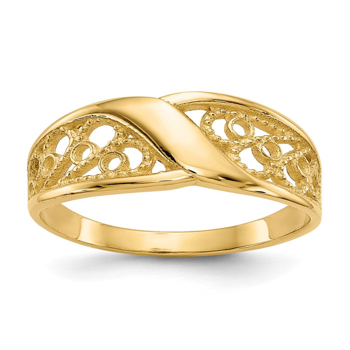 Buy Stylish 14K Gold Polished Filigree Ring - Luxury Design & Quality-1
