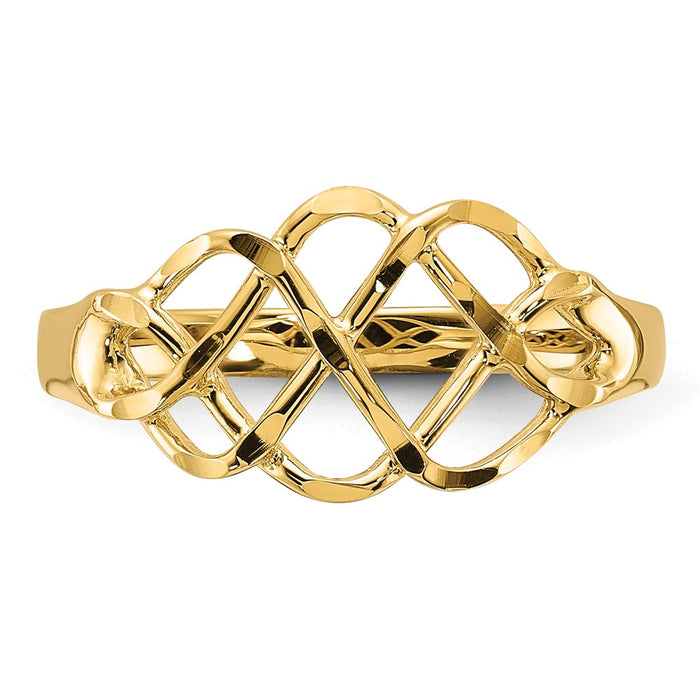 High-Quality 14K Gold Polished Diamond-Cut Ring | Stylish Elegance at a Great Price-4