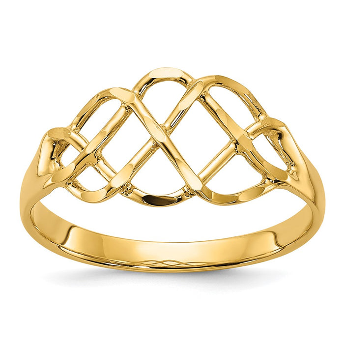 High-Quality 14K Gold Polished Diamond-Cut Ring | Stylish Elegance at a Great Price-1