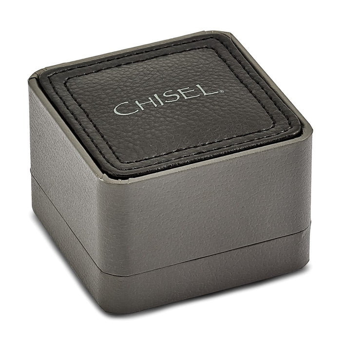 High-Quality Chisel Brushed Stainless Steel CZ Cufflinks - Stylish Luxury Accessory-2