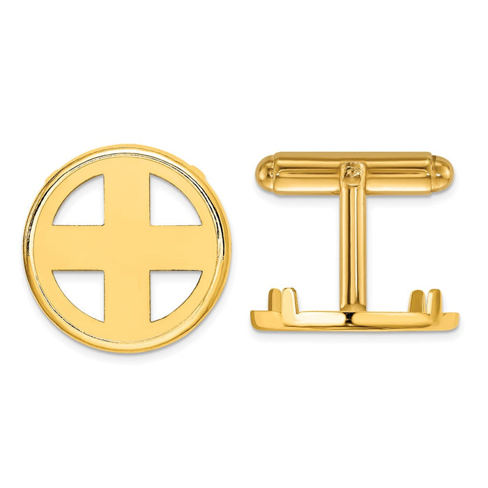 Buy 14K Men's Polished Classic Wideband Coin Bezel Cuff Links - Stylish 18.0mm-1