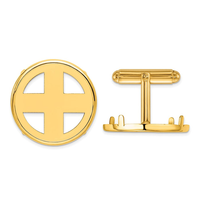 Buy 14K Men's Polished Wideband Coin Bezel Cuff Links - Stylish 21.6mm Jewelry-1