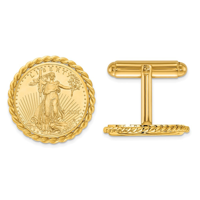 Buy Stylish 14K Men's Polished Cuff Links with 1/10oz Coin Bezel - Luxury Design-1