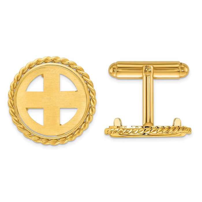 Buy Luxury 14K Men's Polished Wideband Coin Bezel Cuff Links - 16.5mm-1