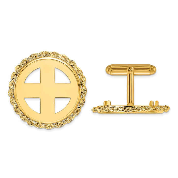 Buy Exclusive 14K Men's Polished Rope Cuff Links - 22mm Wideband Value-1