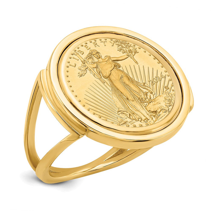 Buy Stylish 14K Gold Bezel Ring with 1/10oz American Eagle Coin - Wideband-1