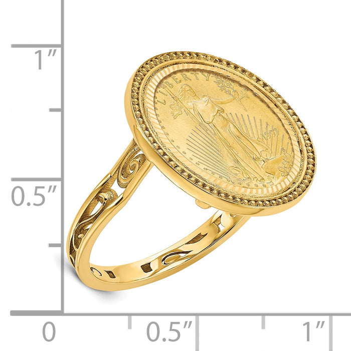 Exclusive 14K Gold Wideband Ladies' Ring with 1/10oz Coin - Stylish Value-2