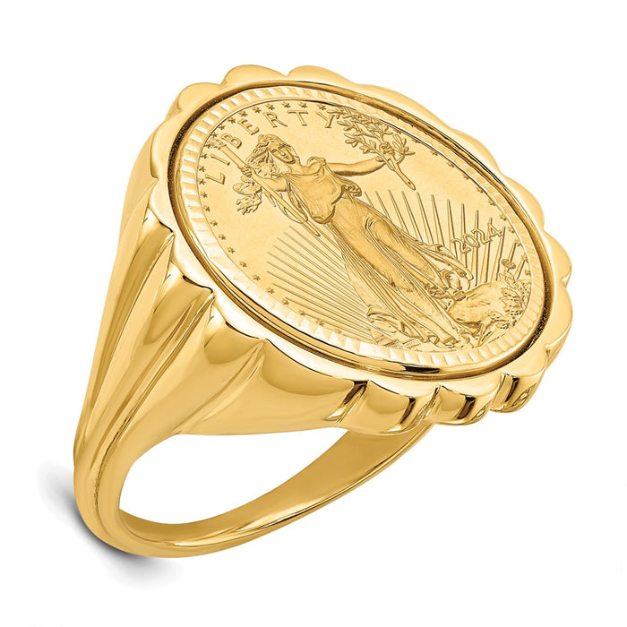 Exclusive 14K Gold Wideband Ring for 1/10oz American Eagle Coin - Stylish Value!-1