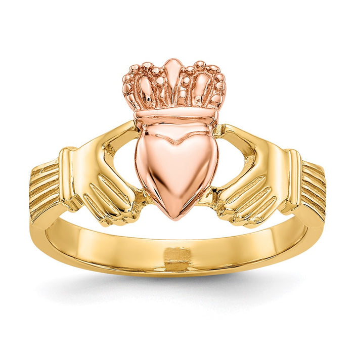 Exclusive 14K Two-Tone Claddagh Ring - Affordable Timeless Elegance, 6g-1