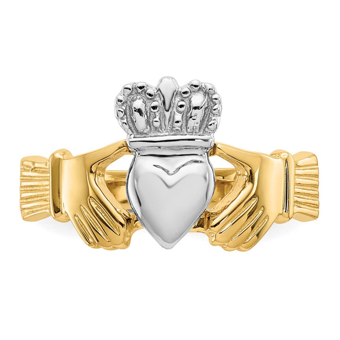 Shop 14K Two-Tone Polished Claddagh Ring - Stylish Irish Design, Affordable Price-4