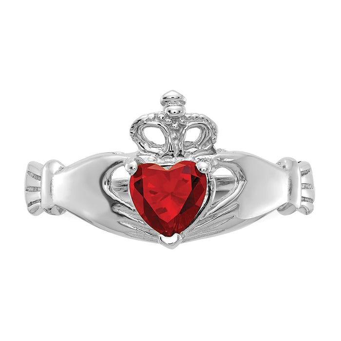 Shop Stylish 14K White Gold Claddagh Heart Ring with CZ, January Birthstone-4