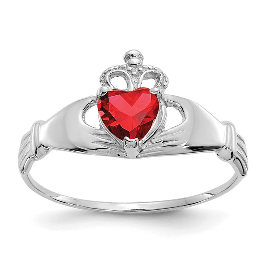 Shop Stylish 14K White Gold Claddagh Heart Ring with CZ, January Birthstone