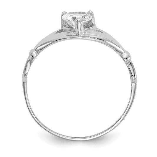 Buy Stylish 14K White Gold Claddagh Heart Ring | CZ April Birthstone, Value!