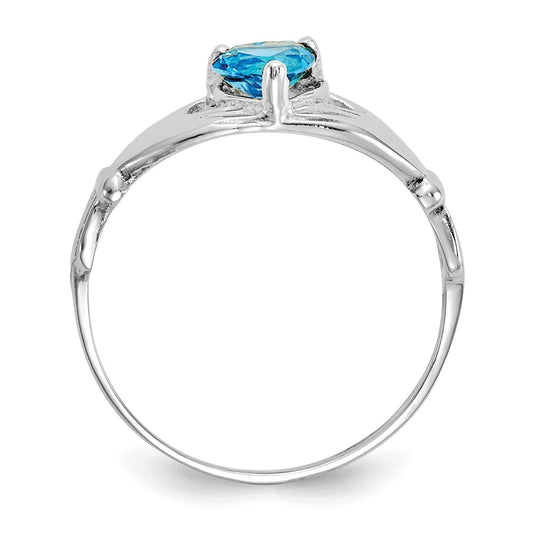 Shop Stylish 14K White Gold Claddagh Heart Ring with CZ - December Birthstone