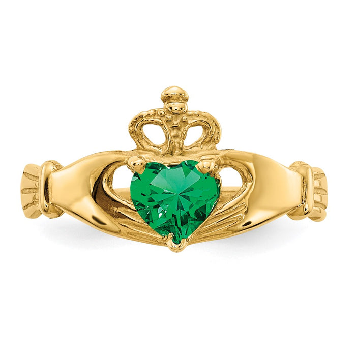 Buy Designer 14K Gold Claddagh Heart Ring with May CZ Birthstone - Stylish Value!-4
