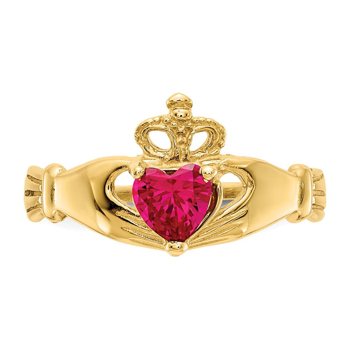 Exclusive 14K Gold Claddagh Heart Ring - Stylish July Birthstone CZ, Affordable Value-4