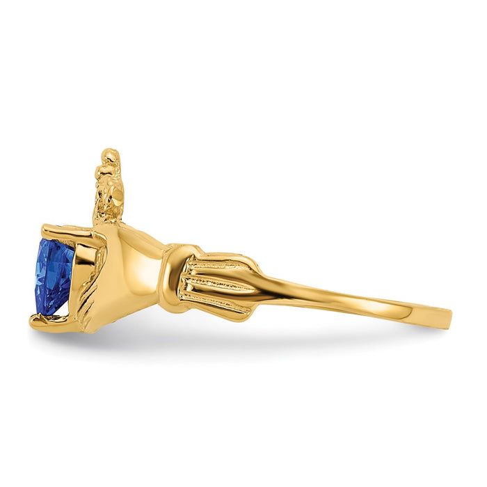 Buy Stylish 14K Gold Claddagh Heart Ring with CZ September Birthstone-3