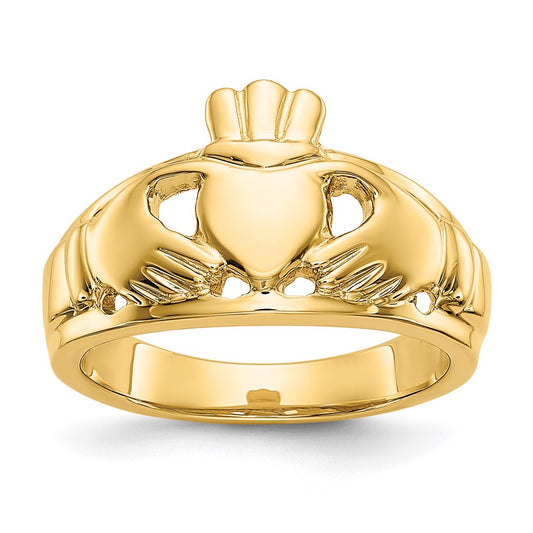 Exclusive 14K Gold Polished Women's Claddagh Ring - Stylish & Affordable Quality