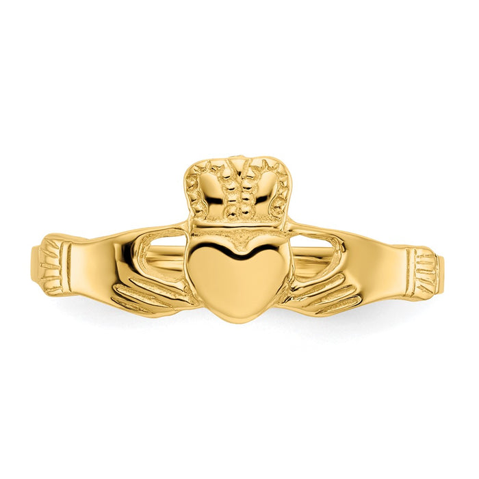 Exclusive 14K Gold Polished Women's Claddagh Ring - Stylish Luxury Jewelry-4