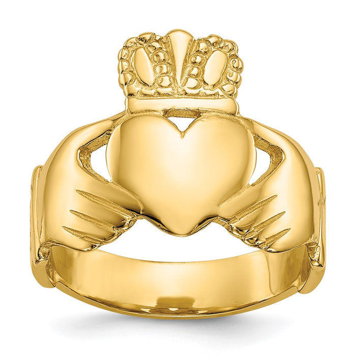 Buy Stylish 14K Gold Polished Women's Claddagh Ring - Affordable Luxury Design-1