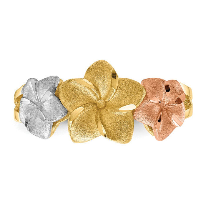 Exclusive 14K Tri-Color Gold Plumeria Flower Ring - Stylish Luxury Youll Love-5