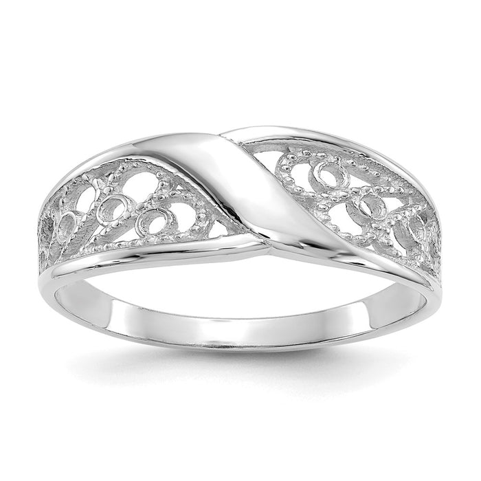 High-Quality 14K White Gold Intricate Filigree Ring - Stylish & Affordable-1