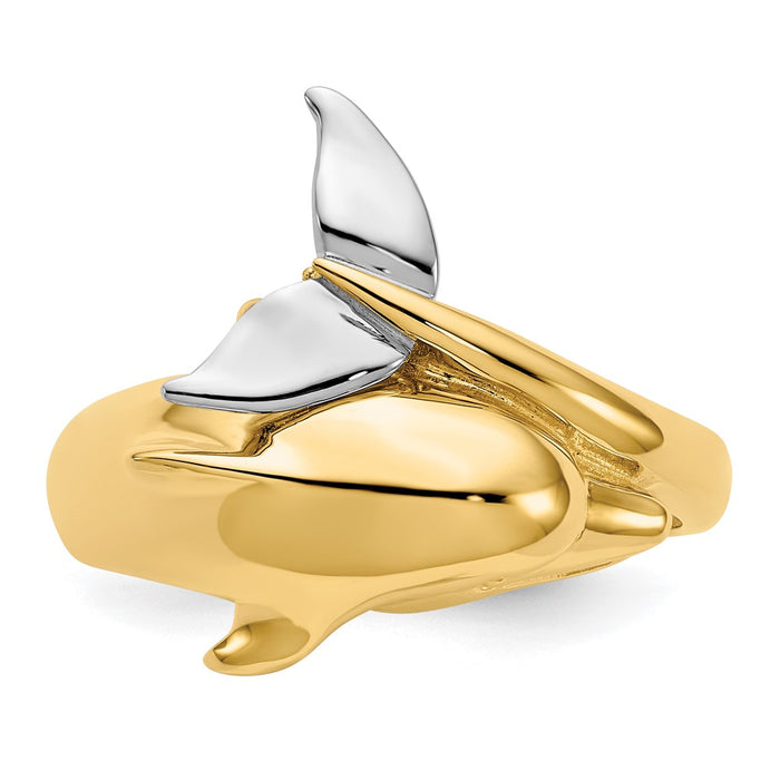 Buy Stylish 14K Two-Tone Polished Dolphin Ring for Women - Luxury Design-5