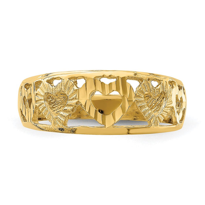 Exclusive 14K Diamond-Cut Five Heart Ring - Stylish & Affordable Luxury!-4