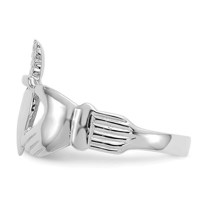 High-Quality 14K White Gold Women's Claddagh Ring - Stylish Luxury Jewelry-3