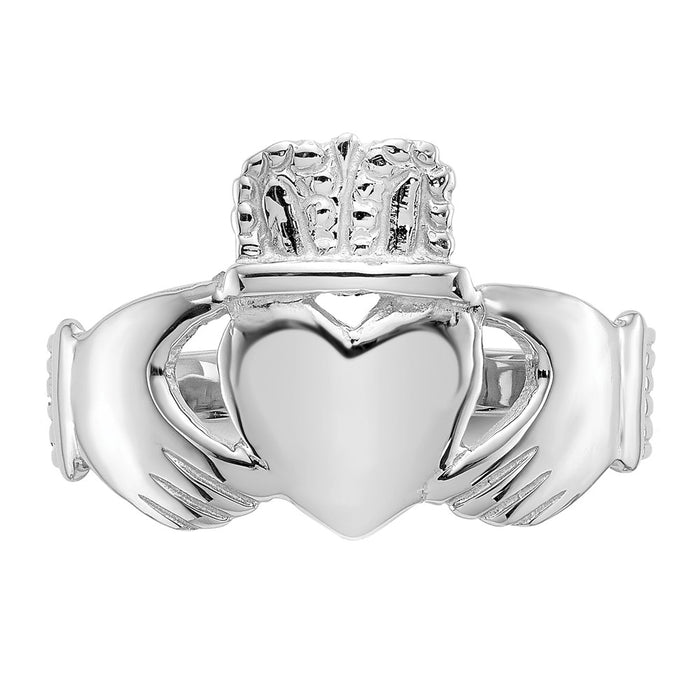 High-Quality 14K White Gold Women's Claddagh Ring - Stylish Luxury Jewelry-4