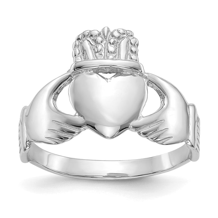 High-Quality 14K White Gold Women's Claddagh Ring - Stylish Luxury Jewelry-1