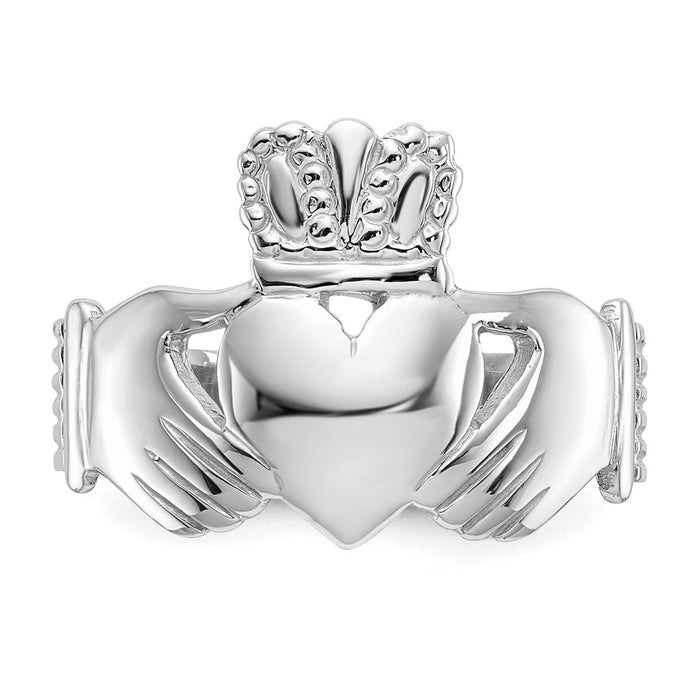 High-Quality Men's Claddagh Ring in 14K White Gold - Stylish Design, Affordable Price-4