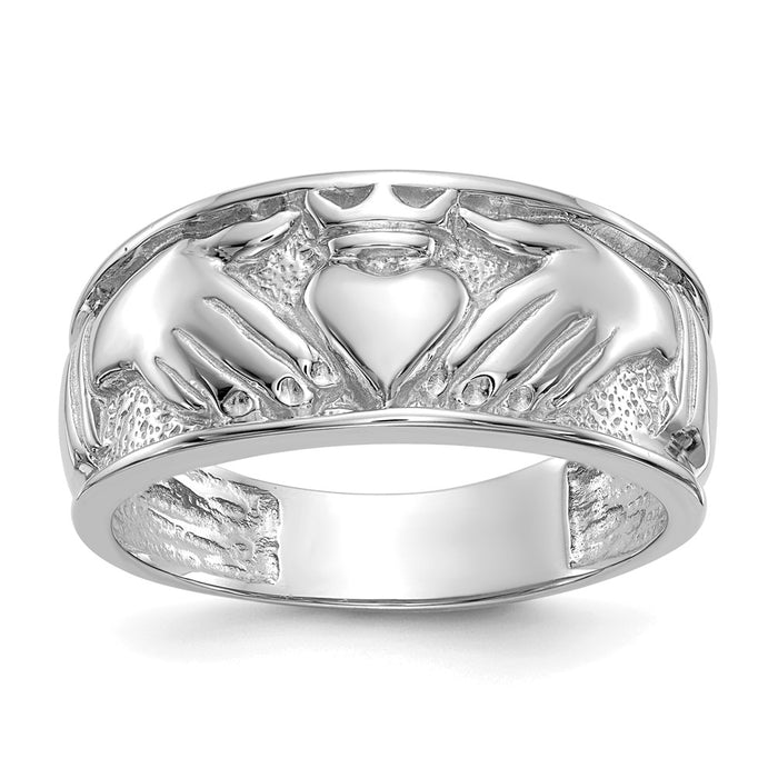 Buy Stylish Men's Claddagh Ring in 14K White Gold - Luxury & Quality Guaranteed-1