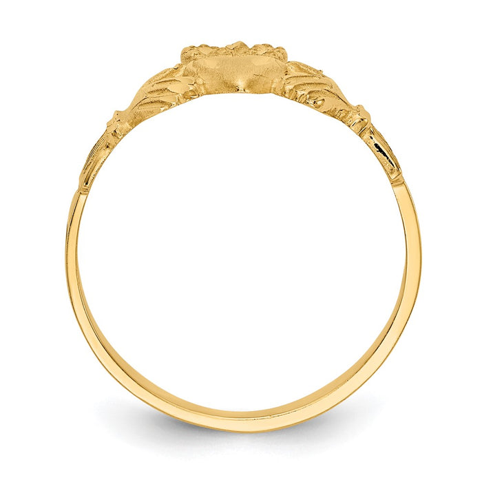 Buy 14K Gold Satin Finish Diamond-Cut Claddagh Ring - Stylish & Affordable!-2