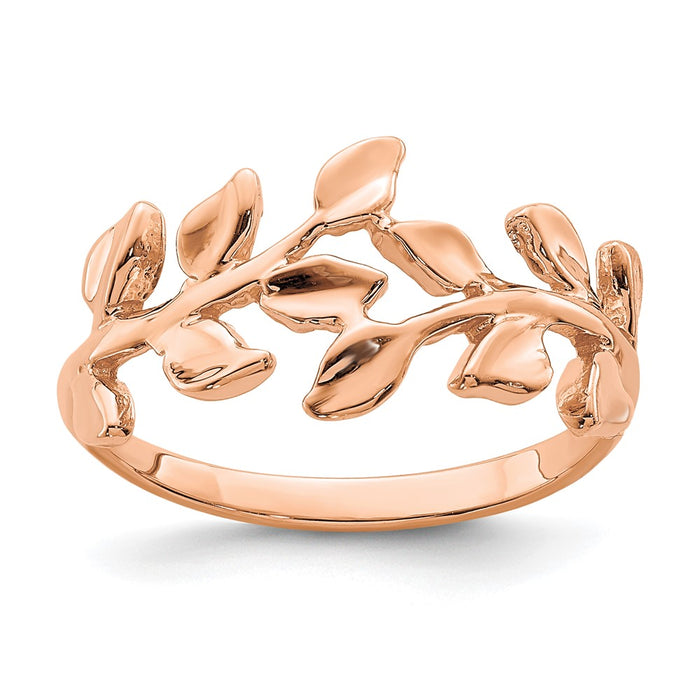 High-Quality 14K Rose Gold Leaf Design Ring - Stylish & Affordable Elegance-1