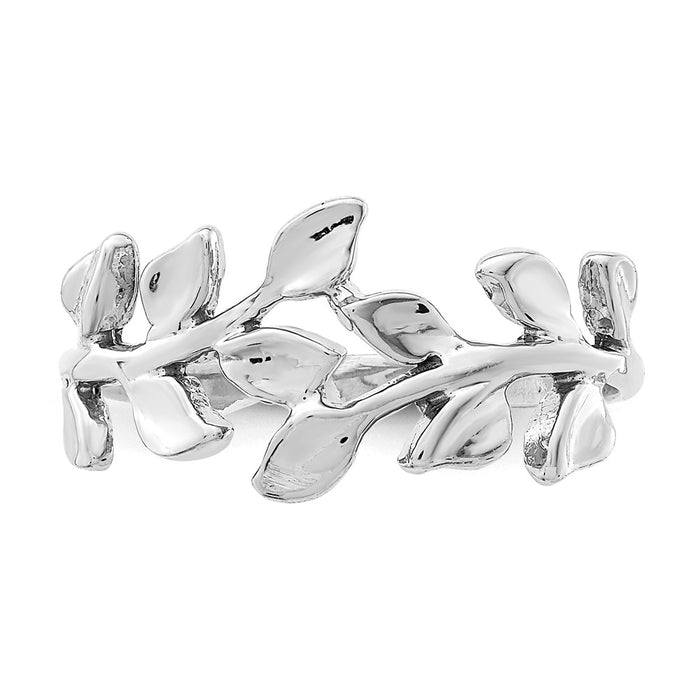 High-Quality 14K White Gold Polished Leaf Design Ring - Stylish Elegance-3