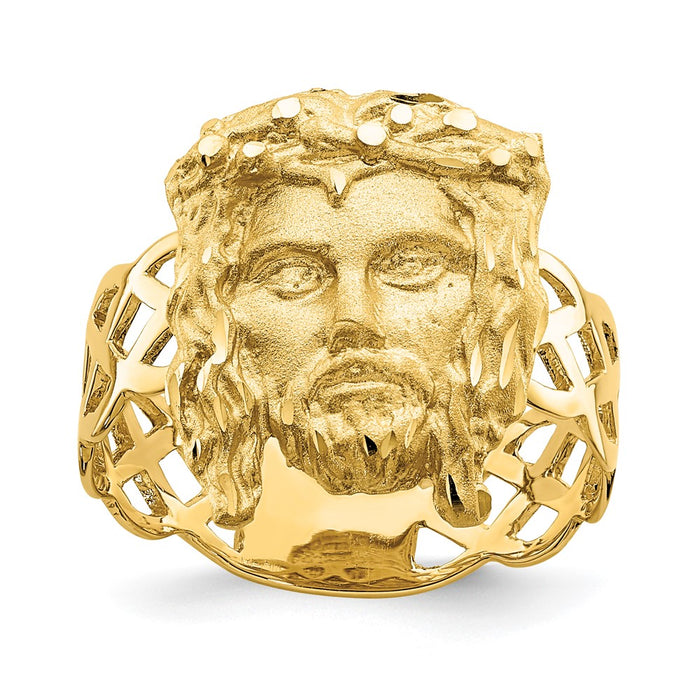 Shop Exclusive 14K Dual Finish Jesus Head Ring - Stylish & Affordable Design-1