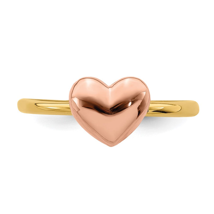 Exclusive 14K Two-Tone Heart Ring - Stylish Design, Polished Finish-4