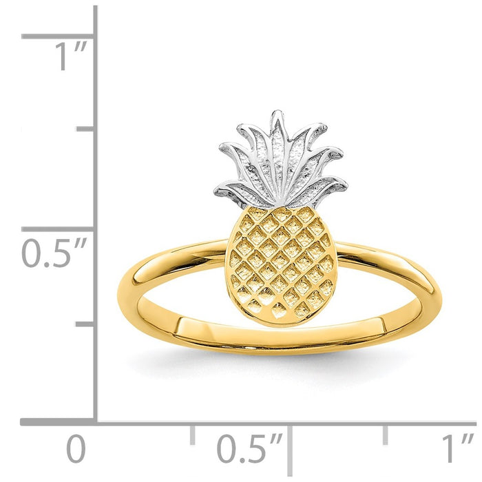 High-Quality 14K Gold Pineapple Ring with White Rhodium Finish - Stylish Value!-4